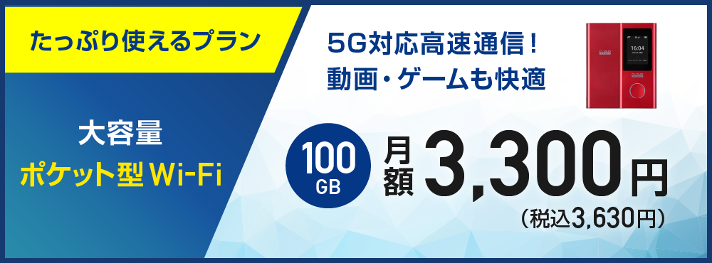 ポケットWiFi 100GBプラン（5G対応）