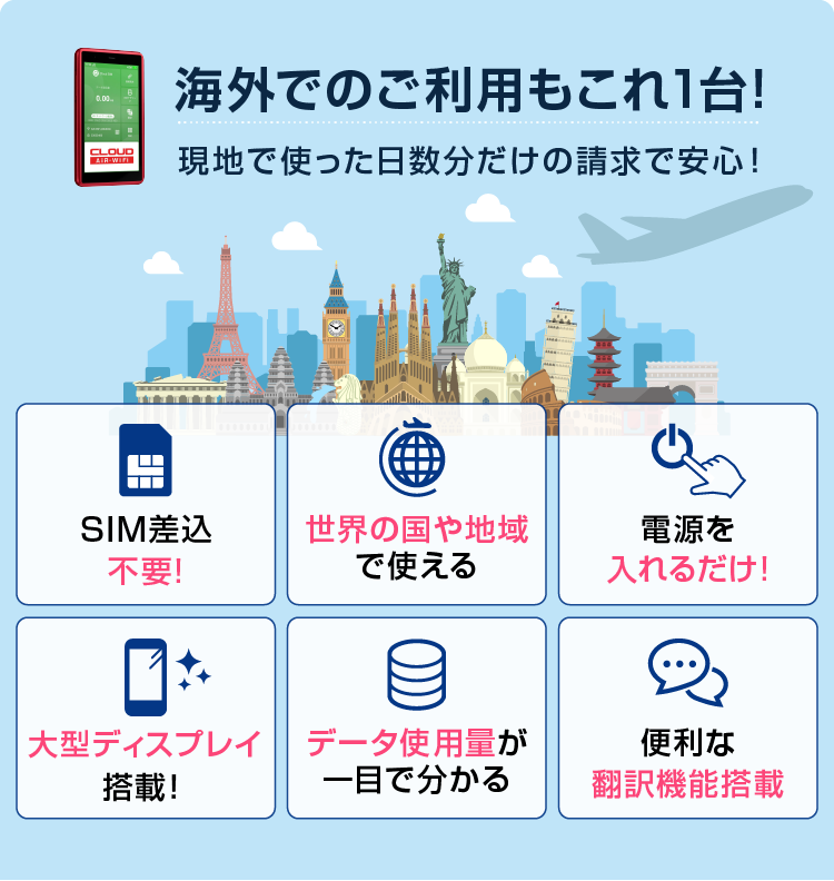 海外も無制限で使える!